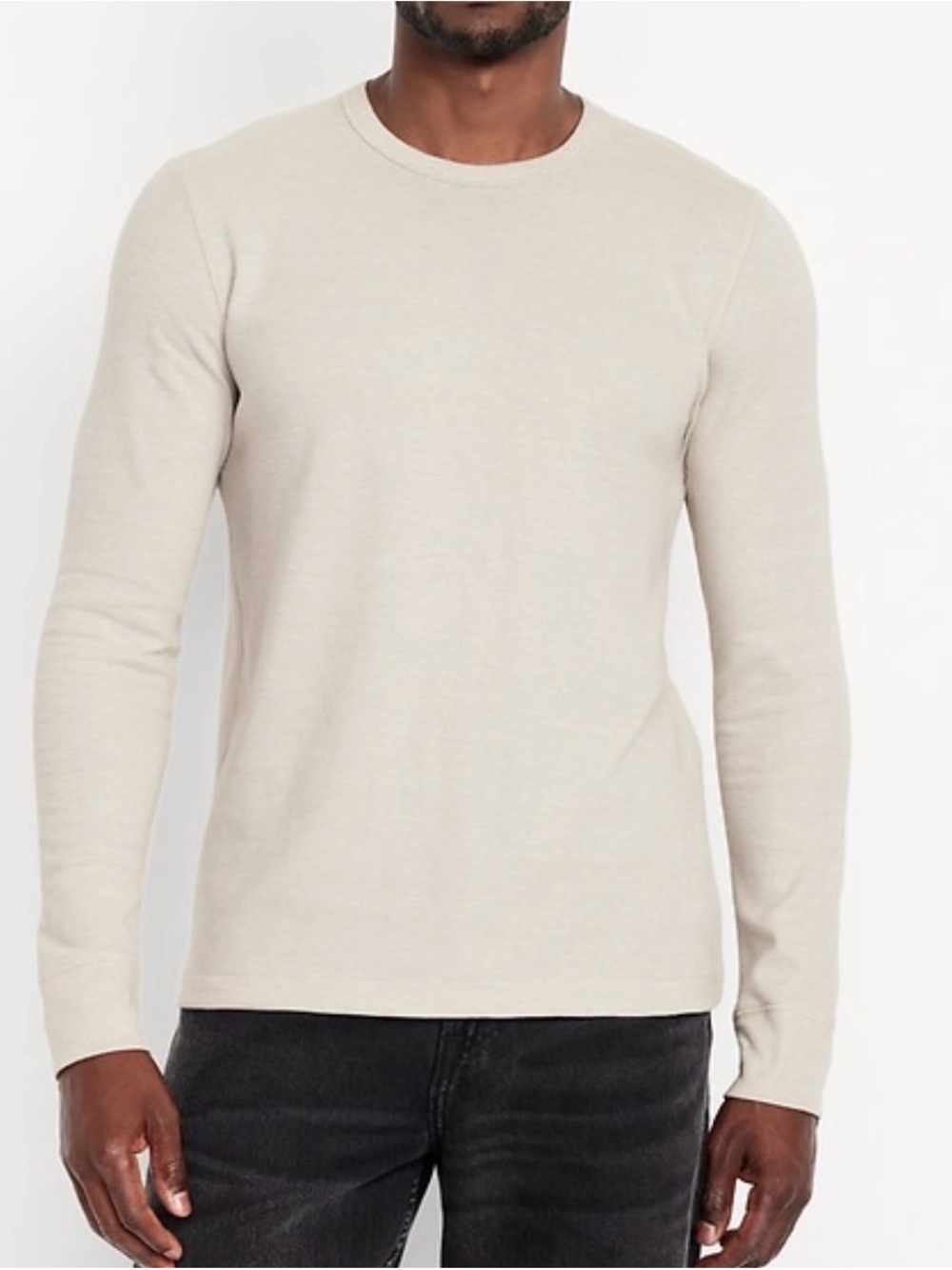 Old Navy Men's Long Sleeve Crewneck Tee - oatmeal color